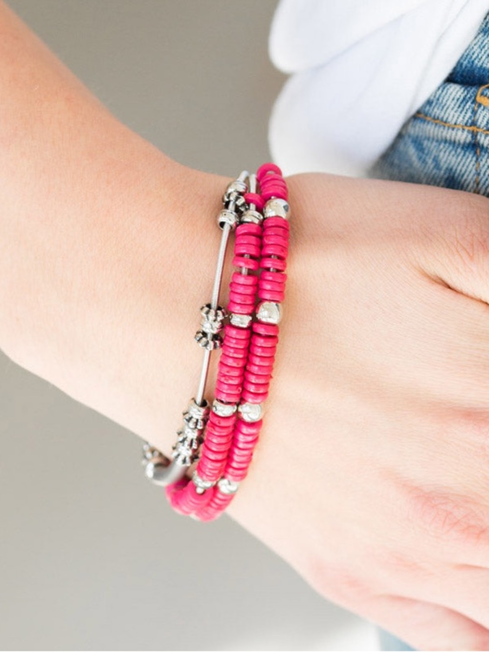 Tribal Spunk Pink Stretch Bracelet Set - Picture 2 of 2